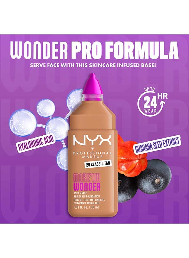 NYX PROFESSIONAL MAKEUP Make 'EM Wonder, 24H Soft Matte Foundation, Undetectable  Finish, Classic Tan - Image 4